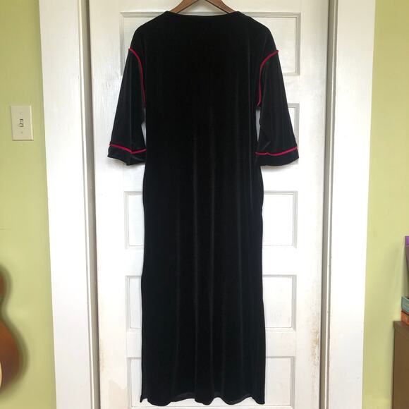 VTG 60s Kayser Velour Maxi Lounge Dress Nightgown Petite USA Gothic Vampirecore - Picture 2 of 13